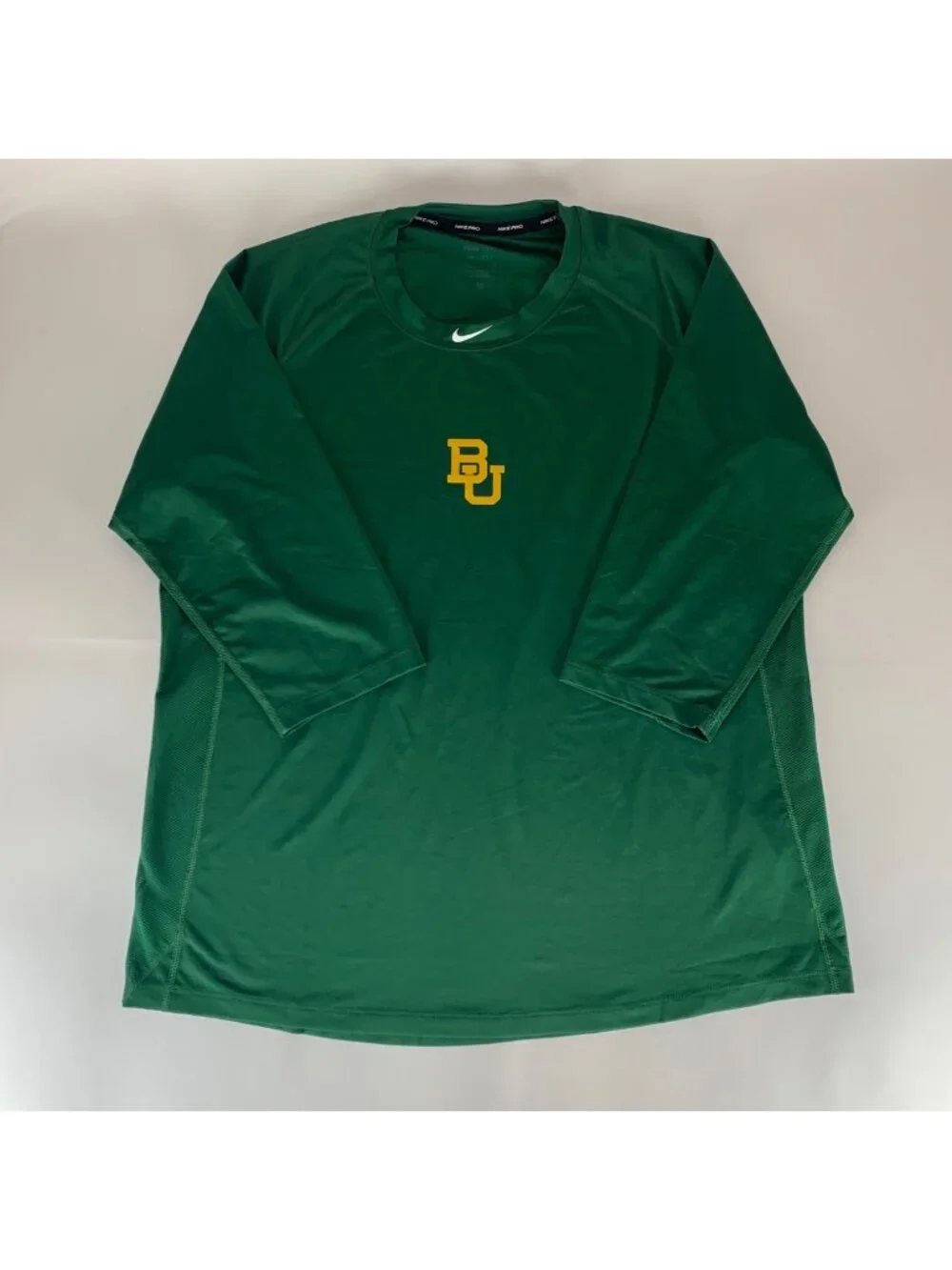 Baylor Bears NCAA Green Nike Pro Dri Fir 3/4 Sleeve Athletic Shirt Mens Large